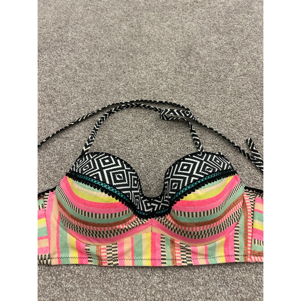 Shade & Shore Bikini Top Womens 38B Multi Color Push Up Underwire Halter Top - Picture 3 of 9
